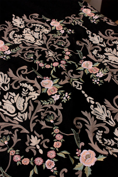 Victorian Love Embroidered Wool Silk Stole